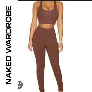 Naked Wardrobe 🤎 NW sculpt leggings and Cropped tank SET 🤎chocolate